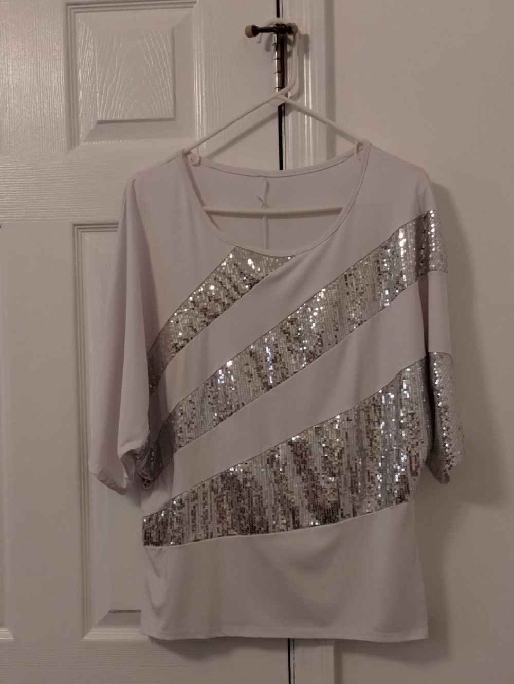 Women’s Silver Sequin Stripe Blouse - White